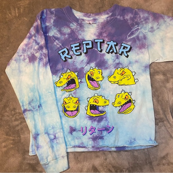 Nickelodeon Rugrats Reptar Cropped Long-Sleeve Tie Die Graphic Tee - Picture 2 of 5